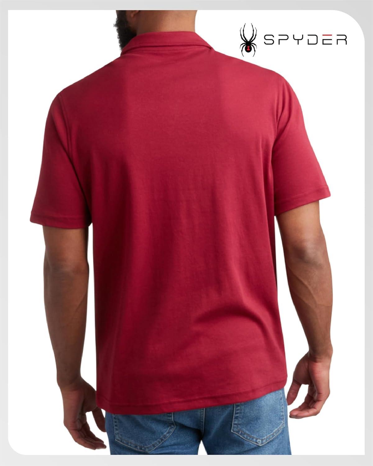 imageSpyder Mens Polo Shirts Breathable Casual Cotton Short Sleeve Polo Shirt Lightweight Collared Golf Shirts for MenRedwood