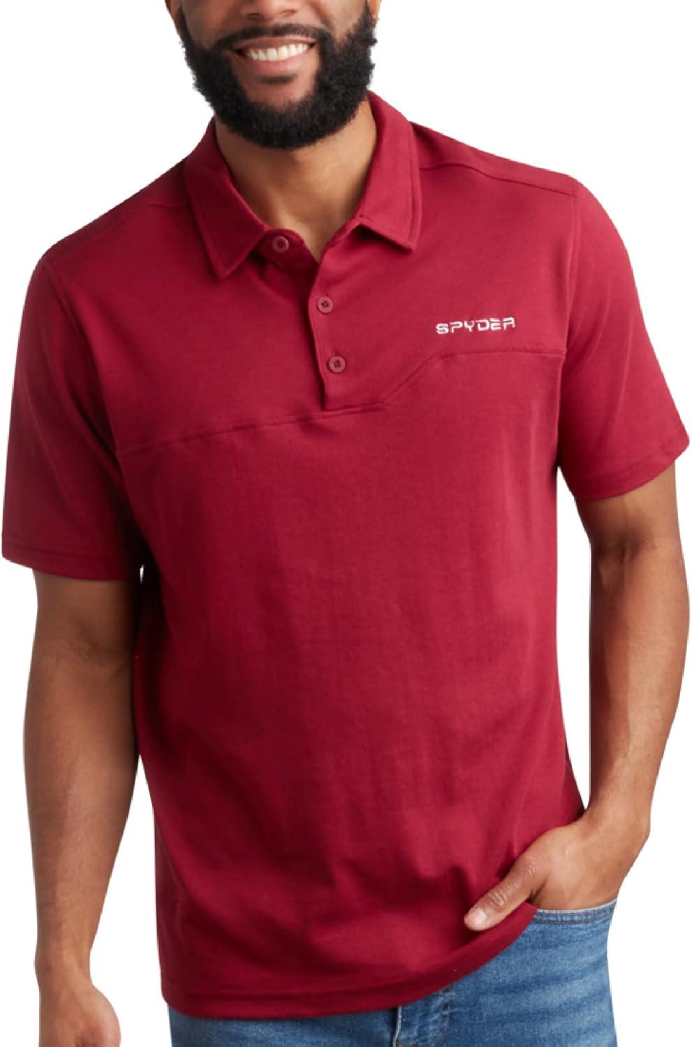 imageSpyder Mens Polo Shirts Breathable Casual Cotton Short Sleeve Polo Shirt Lightweight Collared Golf Shirts for MenRedwood