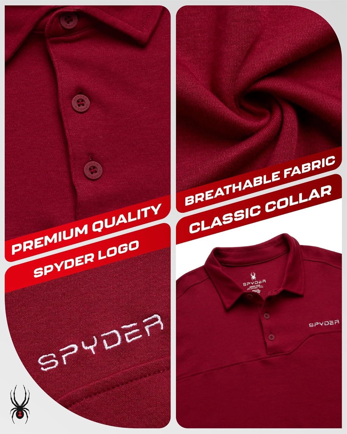 imageSpyder Mens Polo Shirts Breathable Casual Cotton Short Sleeve Polo Shirt Lightweight Collared Golf Shirts for MenRedwood
