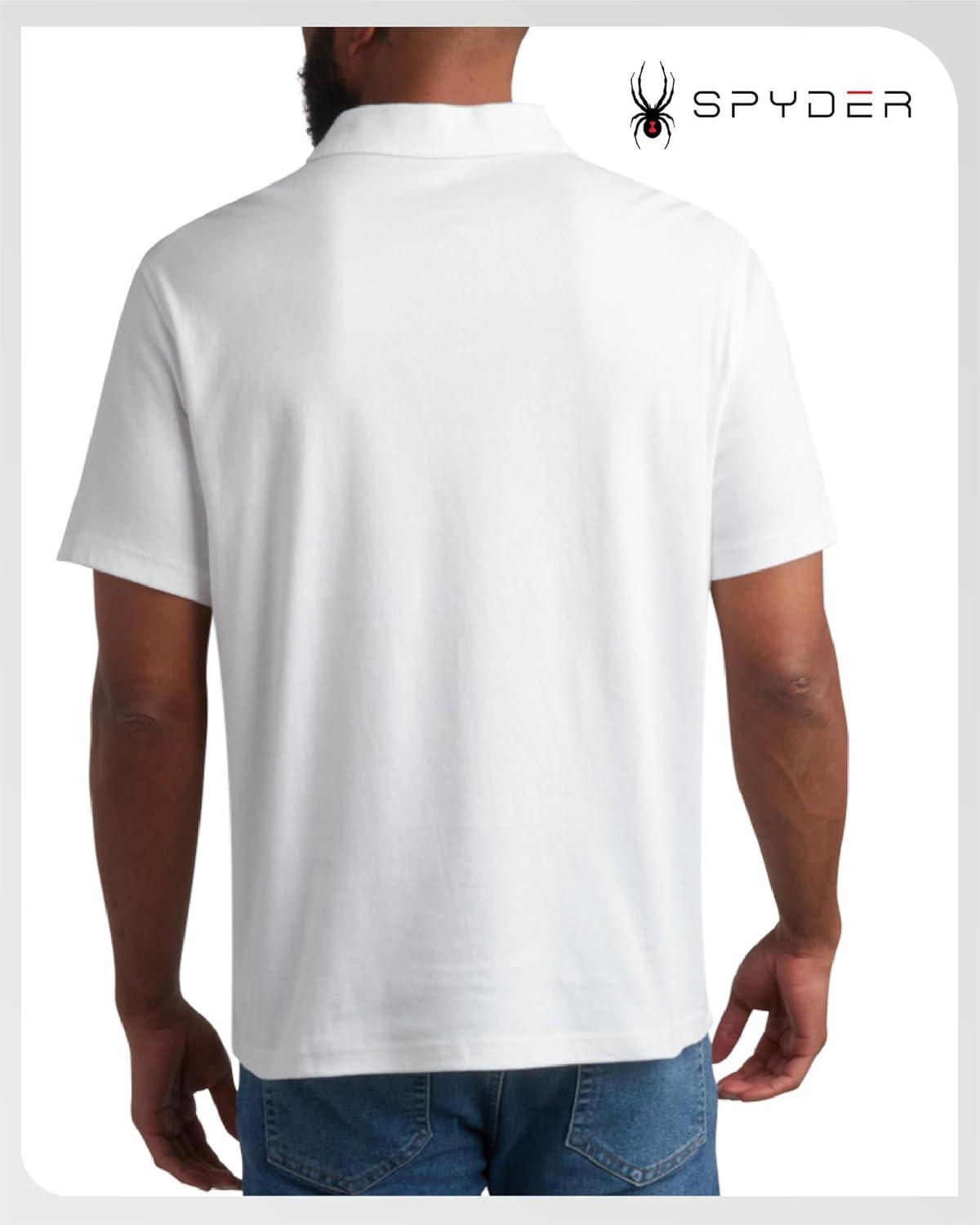 imageSpyder Mens Polo Shirts Breathable Casual Cotton Short Sleeve Polo Shirt Lightweight Collared Golf Shirts for MenWhite