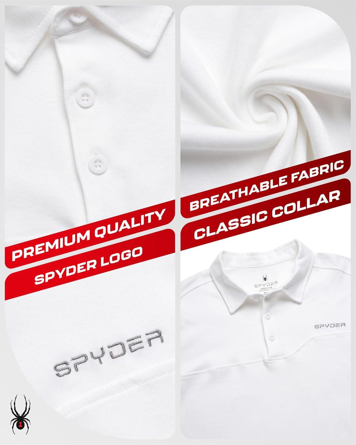 imageSpyder Mens Polo Shirts Breathable Casual Cotton Short Sleeve Polo Shirt Lightweight Collared Golf Shirts for MenWhite