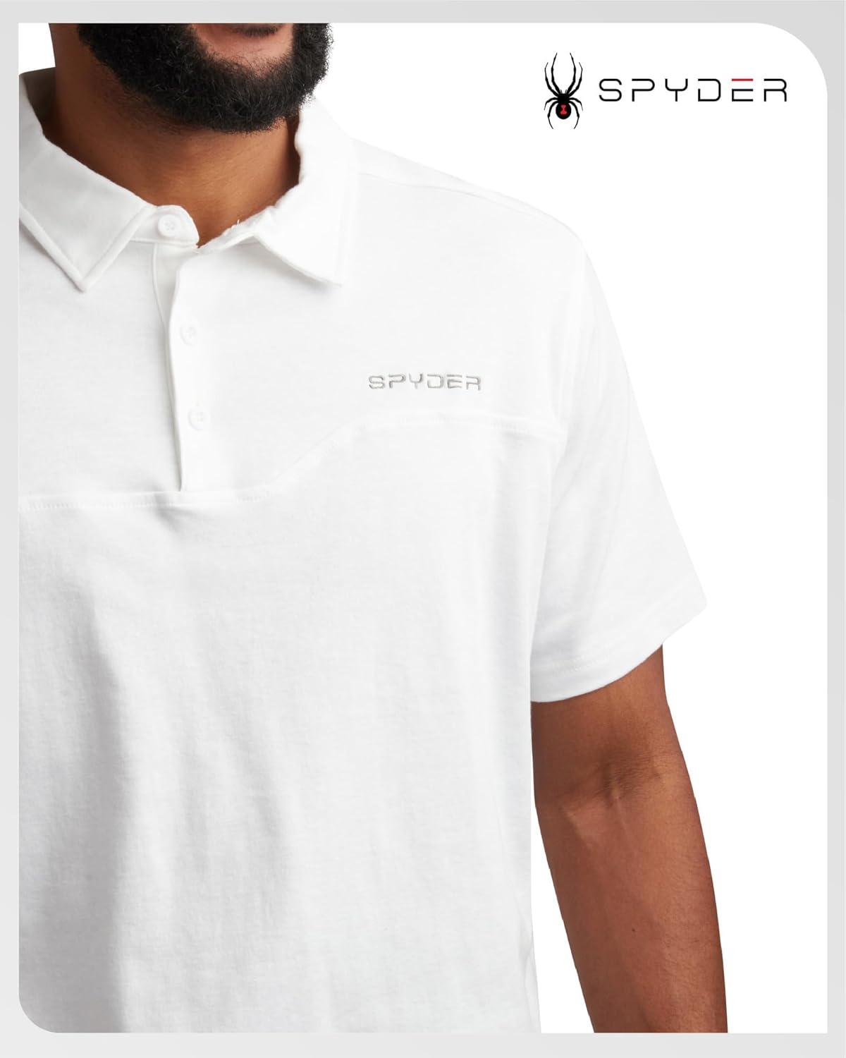imageSpyder Mens Polo Shirts Breathable Casual Cotton Short Sleeve Polo Shirt Lightweight Collared Golf Shirts for MenWhite