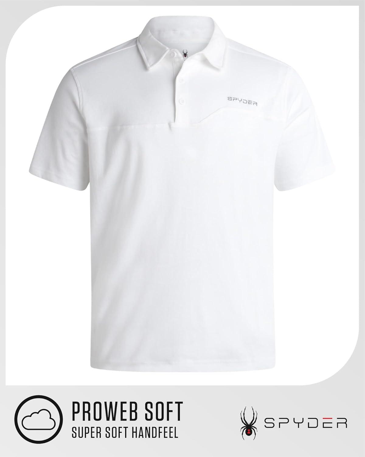 imageSpyder Mens Polo Shirts Breathable Casual Cotton Short Sleeve Polo Shirt Lightweight Collared Golf Shirts for MenWhite