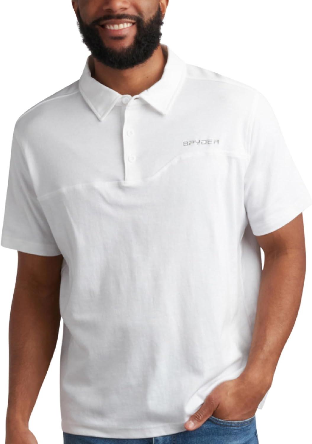 imageSpyder Mens Polo Shirts Breathable Casual Cotton Short Sleeve Polo Shirt Lightweight Collared Golf Shirts for MenWhite