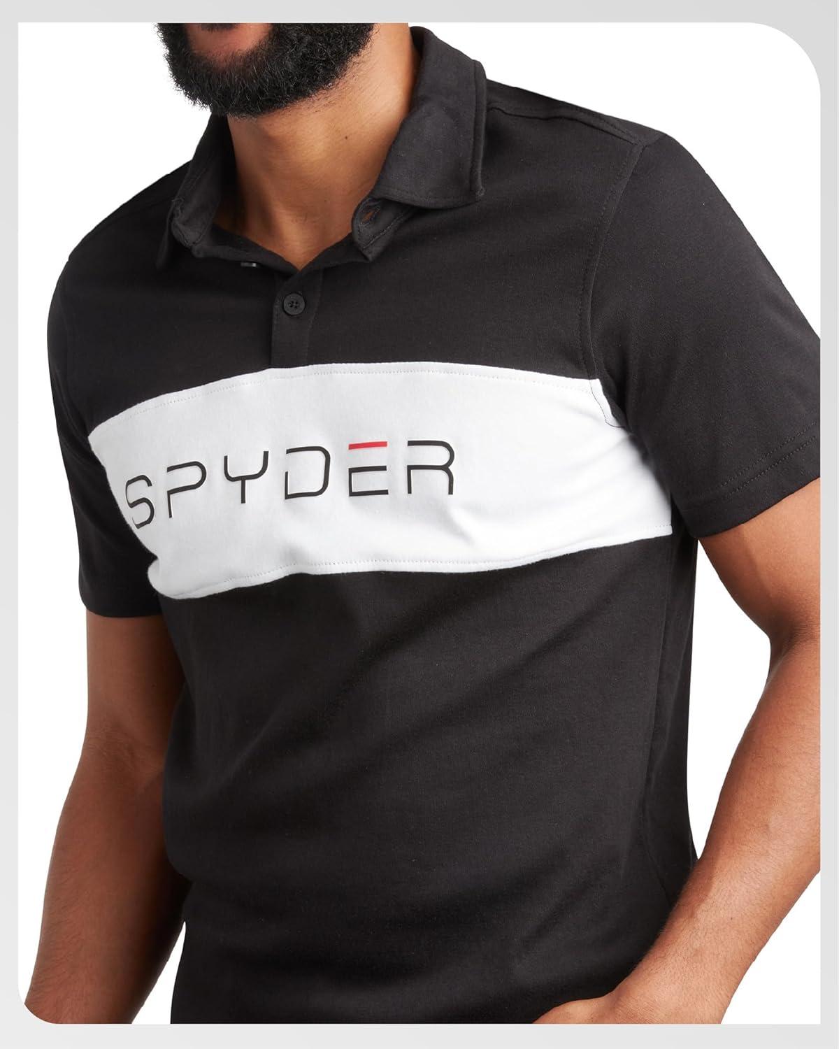 imageSpyder Mens Polo Shirts Soft amp Breathable Cotton Casual Short Sleeve Polo Shirt Collared Golf Shirts for MenBlack Colorblock