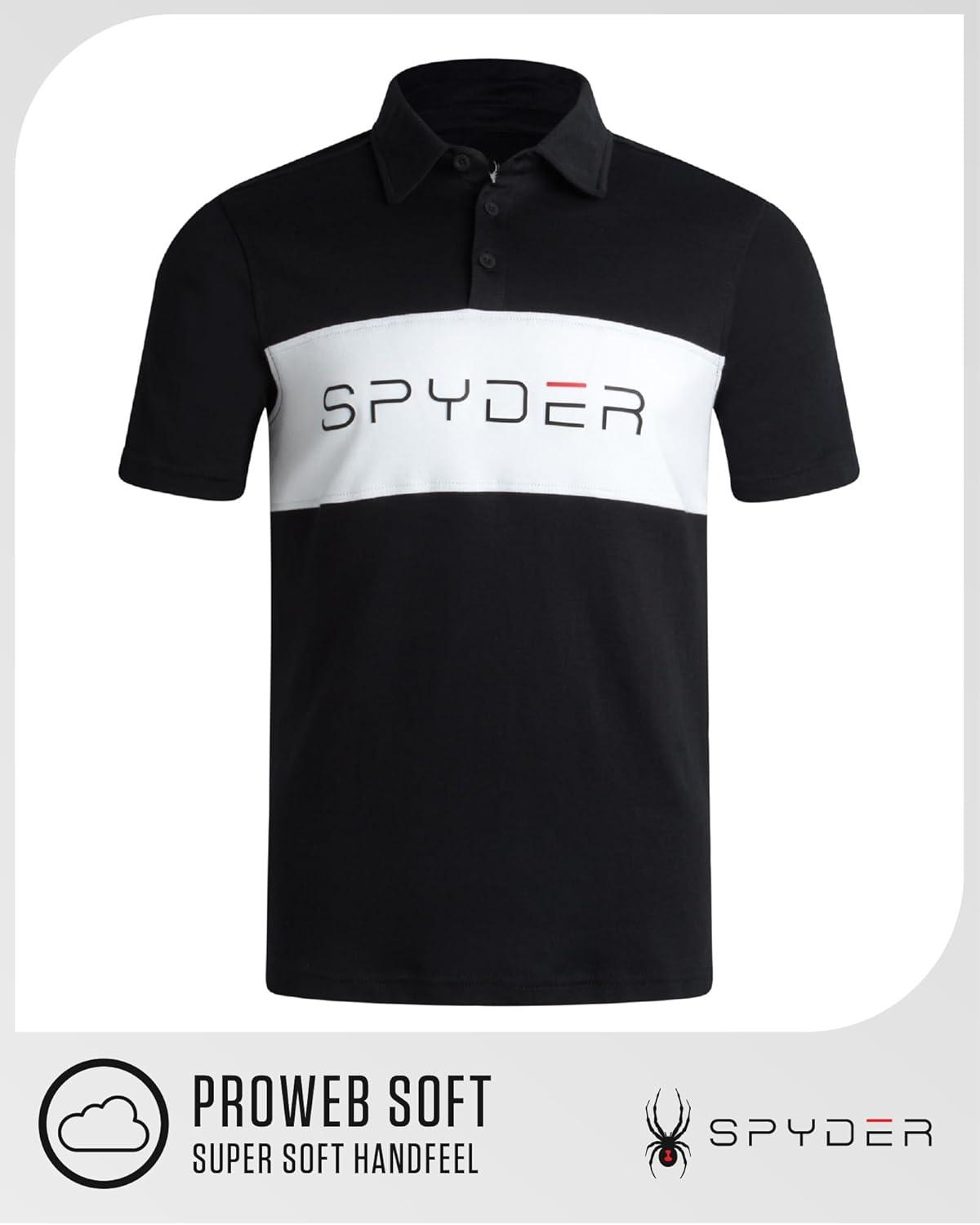 imageSpyder Mens Polo Shirts Soft amp Breathable Cotton Casual Short Sleeve Polo Shirt Collared Golf Shirts for MenBlack Colorblock