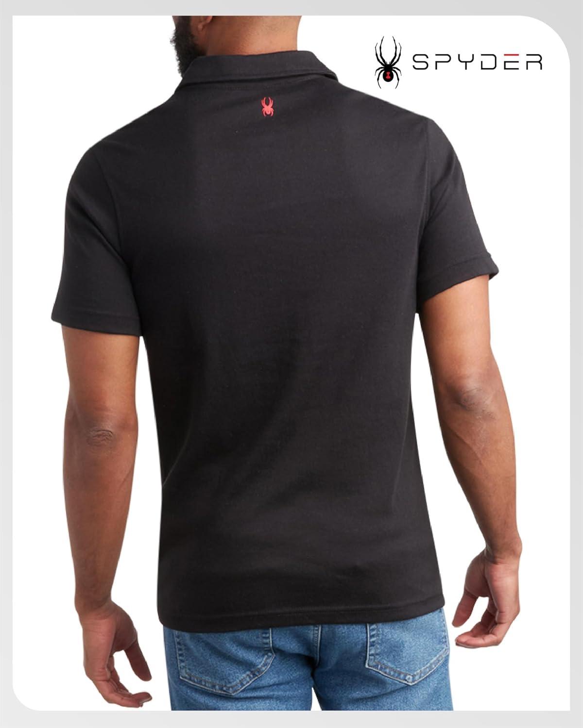imageSpyder Mens Polo Shirts Soft amp Breathable Cotton Casual Short Sleeve Polo Shirt Collared Golf Shirts for MenBlack Colorblock