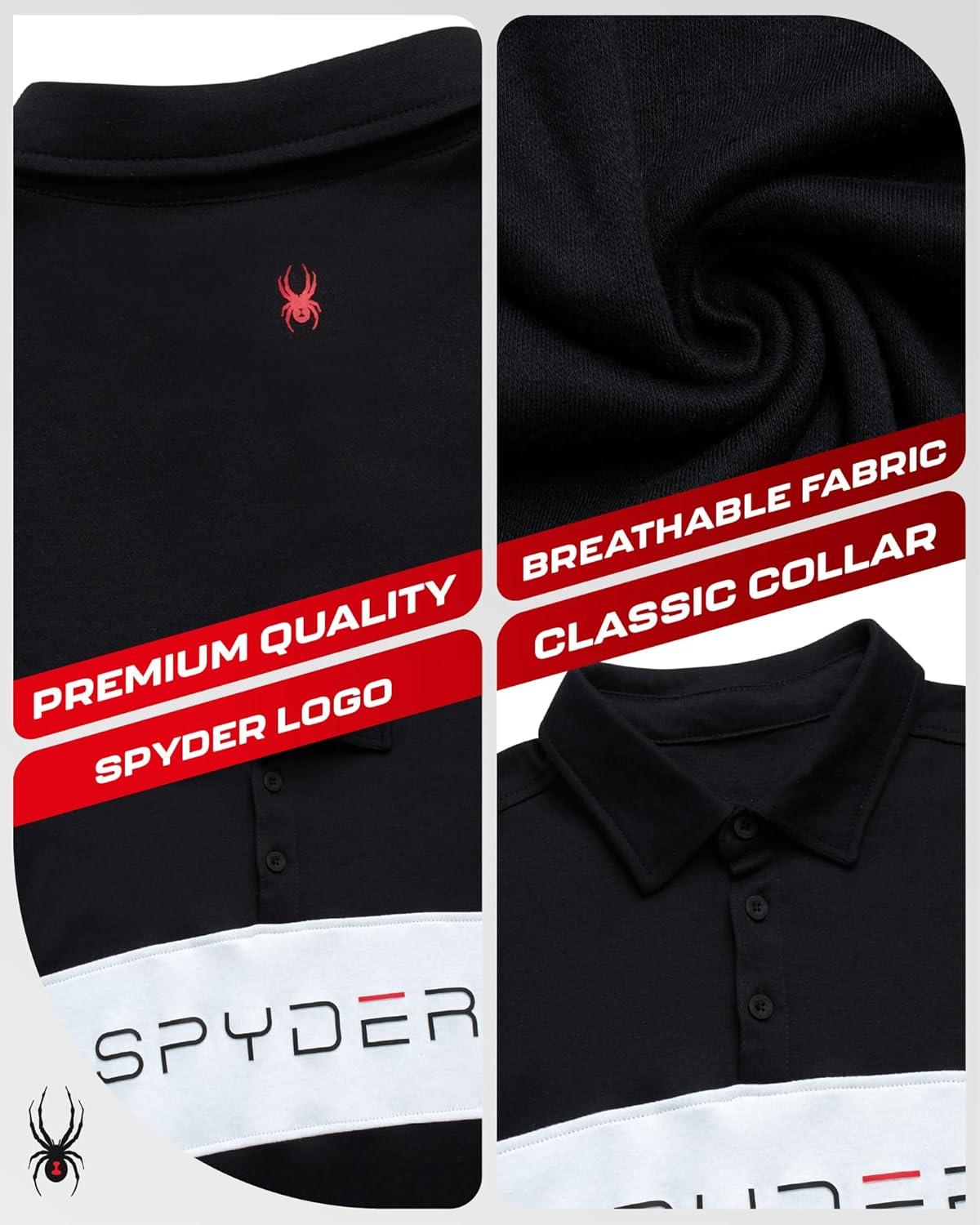 imageSpyder Mens Polo Shirts Soft amp Breathable Cotton Casual Short Sleeve Polo Shirt Collared Golf Shirts for MenBlack Colorblock