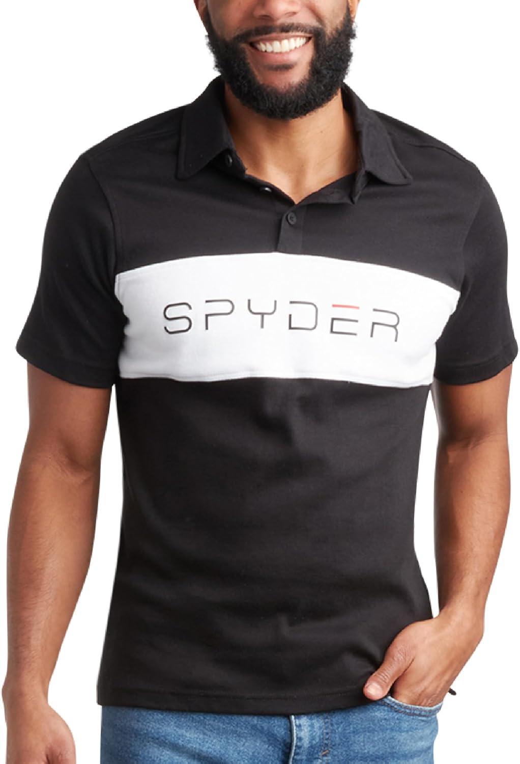 imageSpyder Mens Polo Shirts Soft amp Breathable Cotton Casual Short Sleeve Polo Shirt Collared Golf Shirts for MenBlack Colorblock