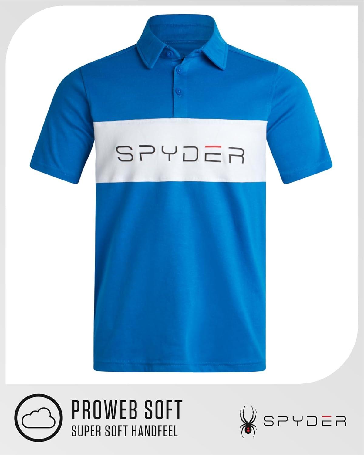 imageSpyder Mens Polo Shirts Soft amp Breathable Cotton Casual Short Sleeve Polo Shirt Collared Golf Shirts for MenCobalt Colorblock