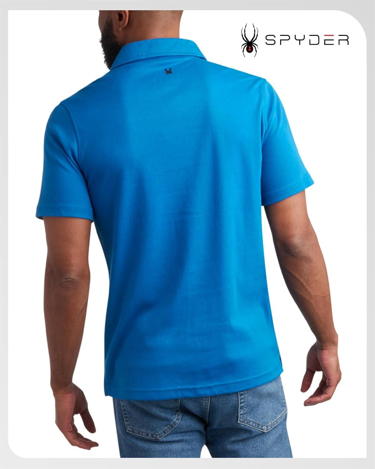 imageSpyder Mens Polo Shirts Soft amp Breathable Cotton Casual Short Sleeve Polo Shirt Collared Golf Shirts for MenCobalt Colorblock
