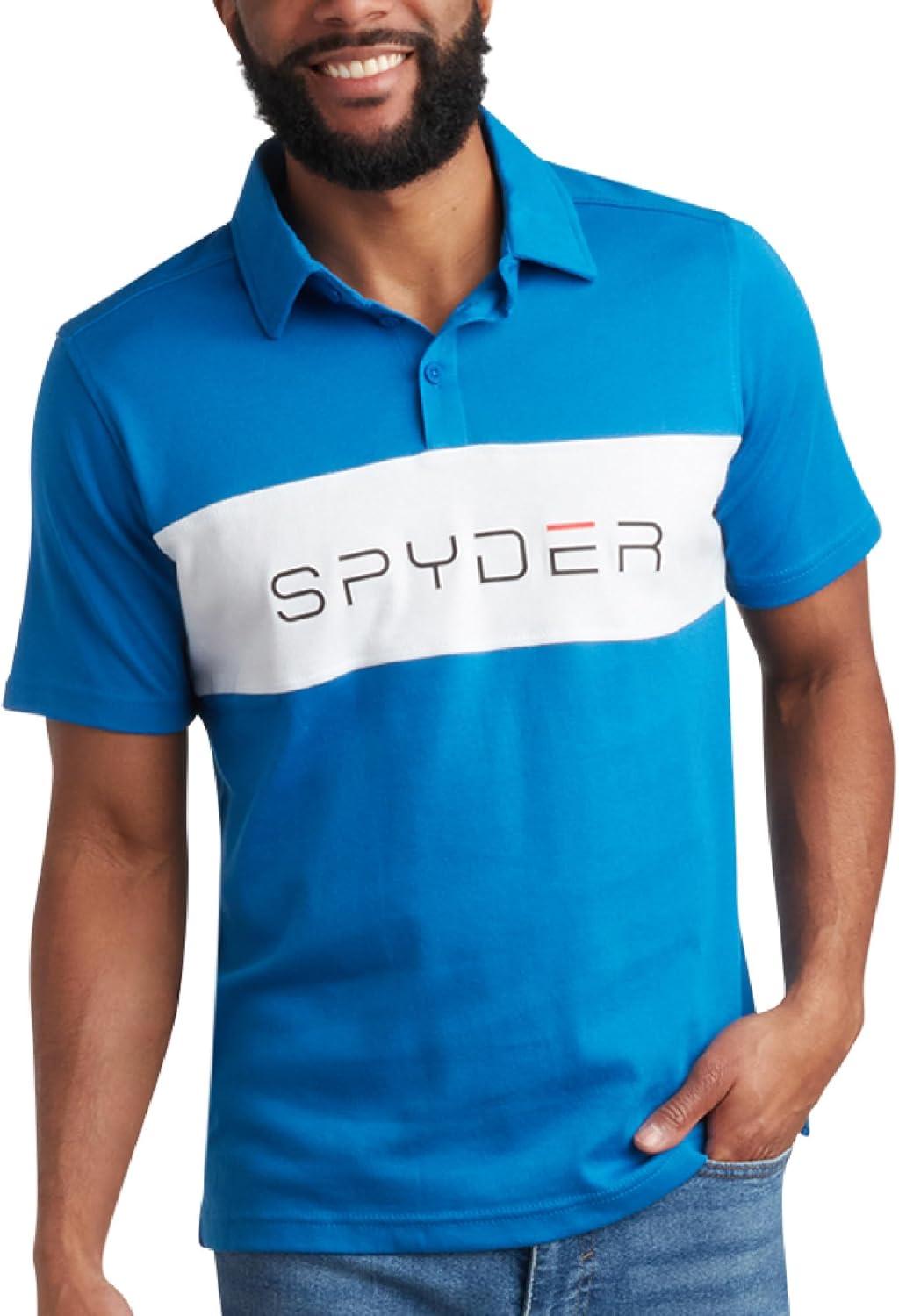 imageSpyder Mens Polo Shirts Soft amp Breathable Cotton Casual Short Sleeve Polo Shirt Collared Golf Shirts for MenCobalt Colorblock