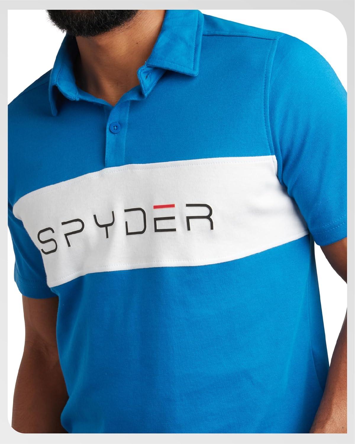 imageSpyder Mens Polo Shirts Soft amp Breathable Cotton Casual Short Sleeve Polo Shirt Collared Golf Shirts for MenCobalt Colorblock