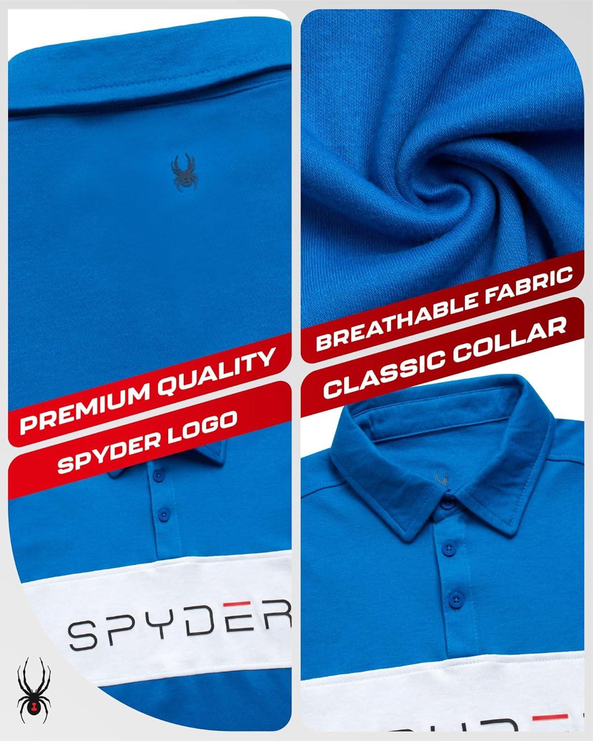 imageSpyder Mens Polo Shirts Soft amp Breathable Cotton Casual Short Sleeve Polo Shirt Collared Golf Shirts for MenCobalt Colorblock