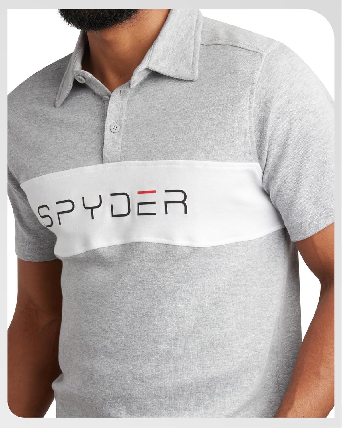 imageSpyder Mens Polo Shirts Soft amp Breathable Cotton Casual Short Sleeve Polo Shirt Collared Golf Shirts for MenHeather Grey Colorblock