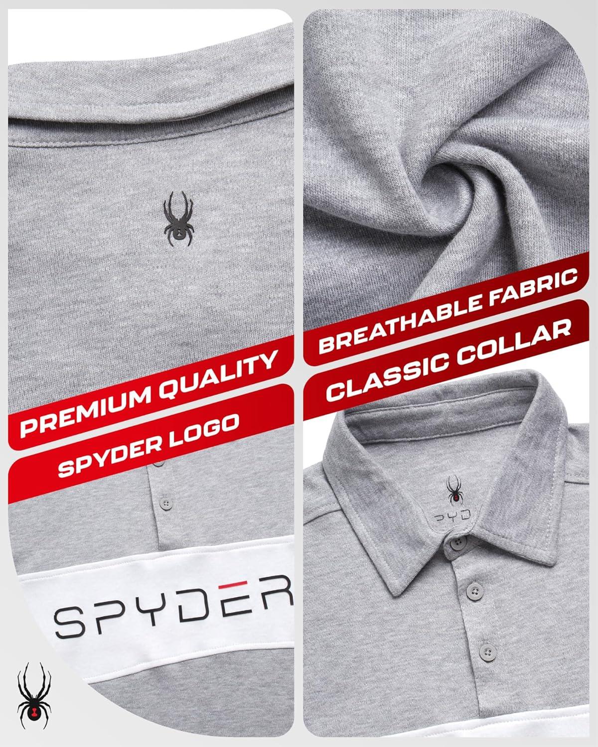 imageSpyder Mens Polo Shirts Soft amp Breathable Cotton Casual Short Sleeve Polo Shirt Collared Golf Shirts for MenHeather Grey Colorblock