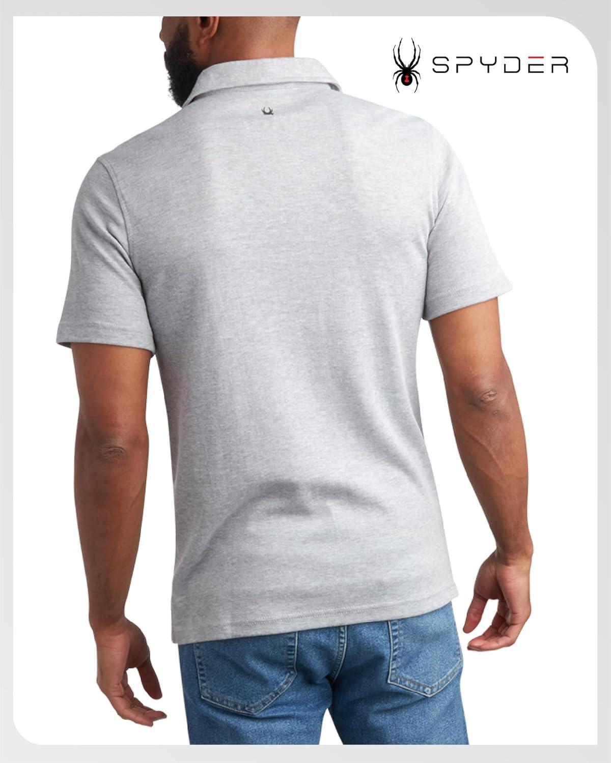 imageSpyder Mens Polo Shirts Soft amp Breathable Cotton Casual Short Sleeve Polo Shirt Collared Golf Shirts for MenHeather Grey Colorblock