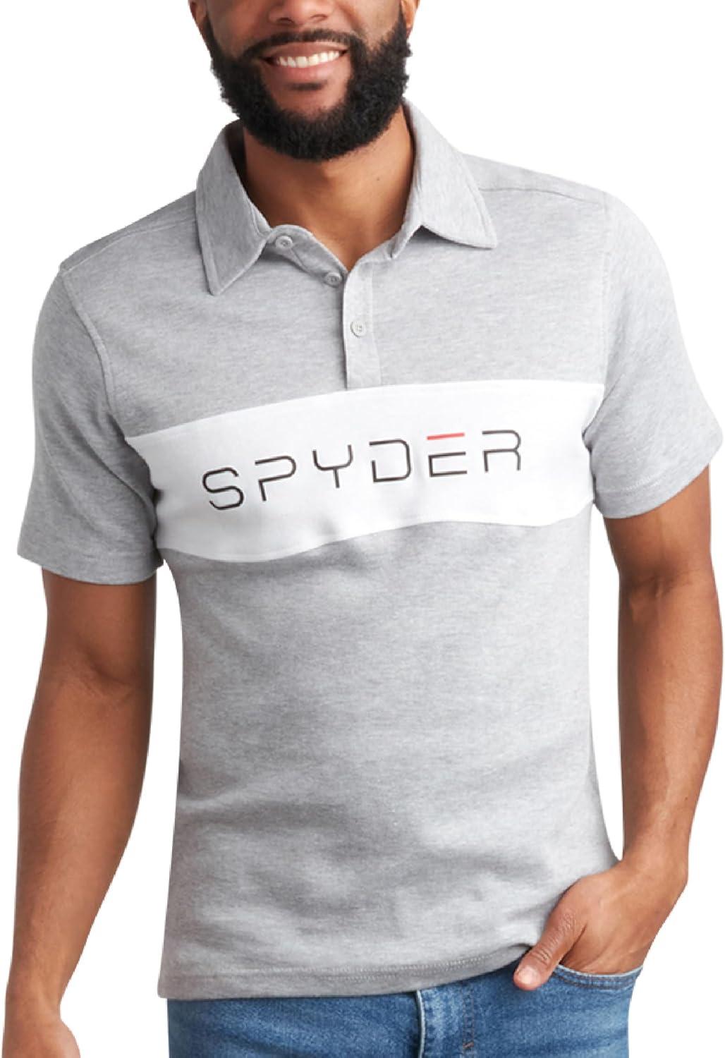 imageSpyder Mens Polo Shirts Soft amp Breathable Cotton Casual Short Sleeve Polo Shirt Collared Golf Shirts for MenHeather Grey Colorblock