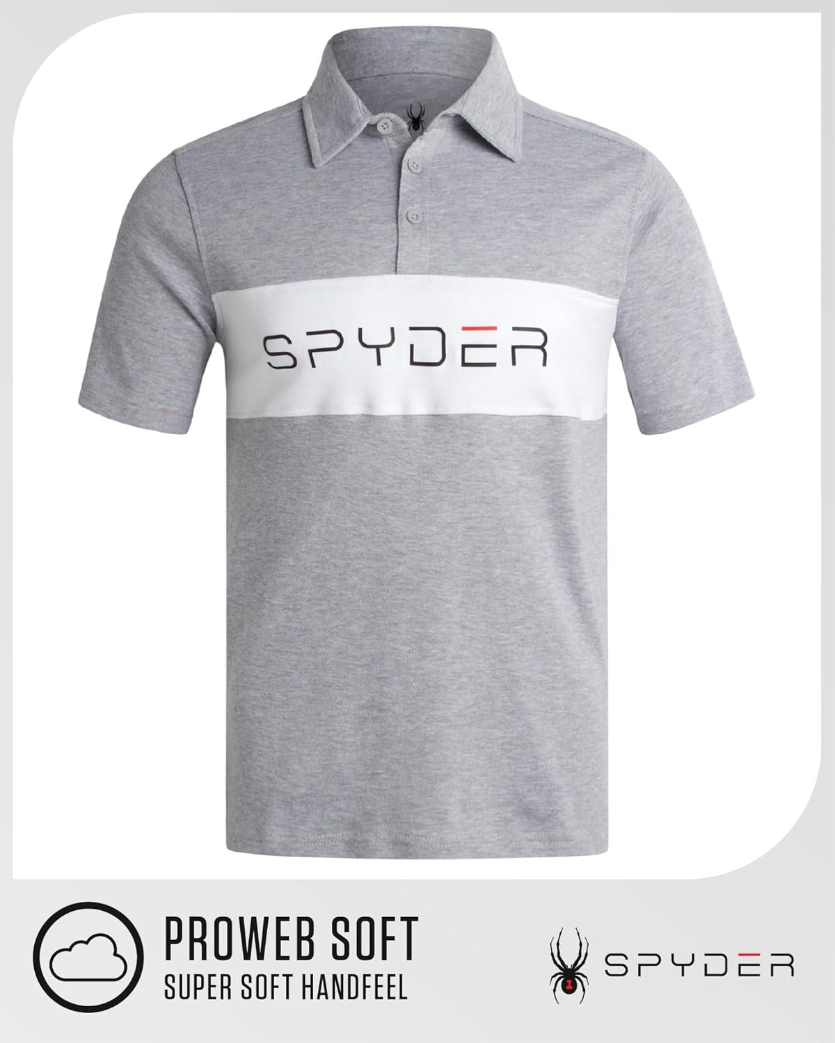 imageSpyder Mens Polo Shirts Soft amp Breathable Cotton Casual Short Sleeve Polo Shirt Collared Golf Shirts for MenHeather Grey Colorblock