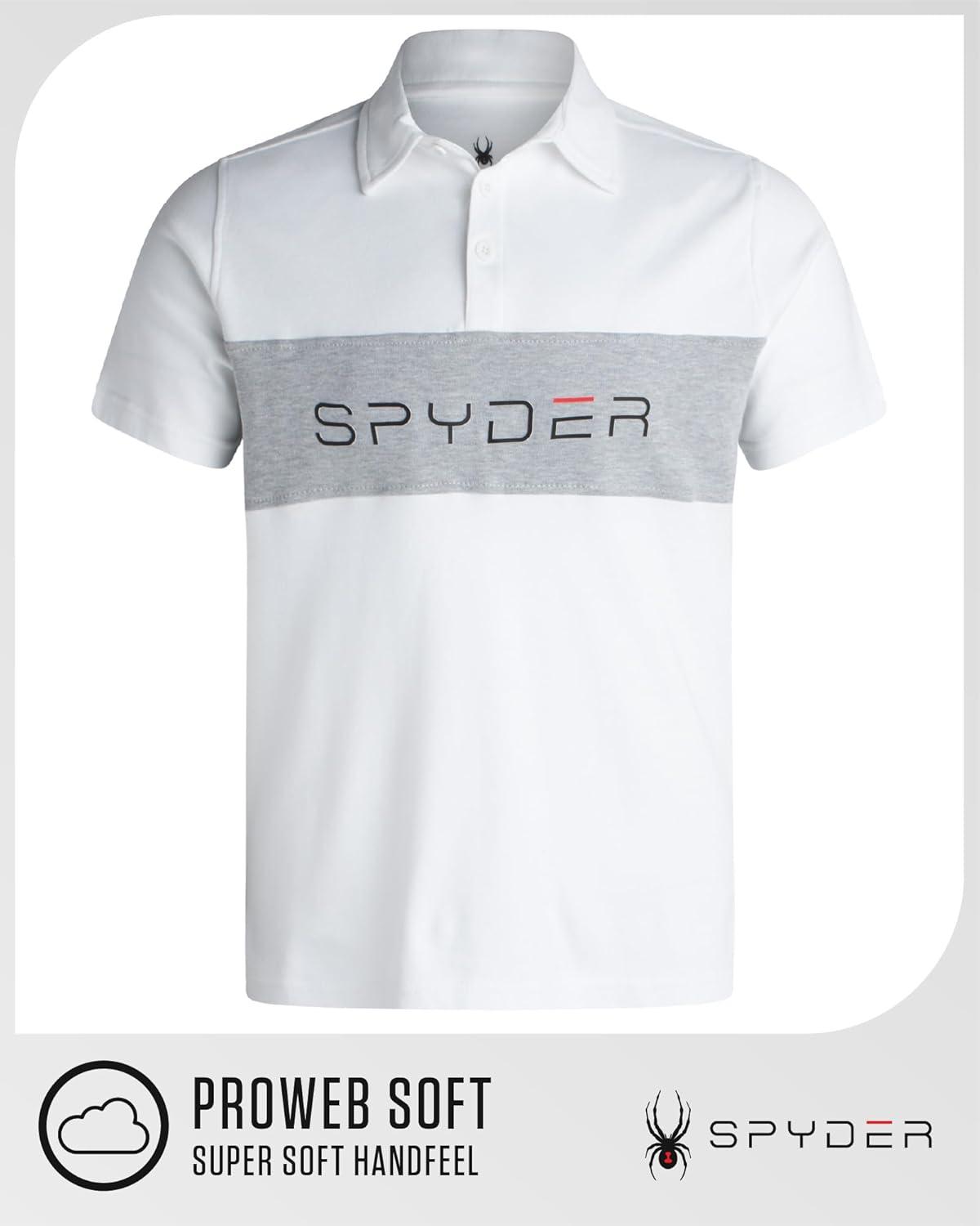 imageSpyder Mens Polo Shirts Soft amp Breathable Cotton Casual Short Sleeve Polo Shirt Collared Golf Shirts for MenWhite Colorblock