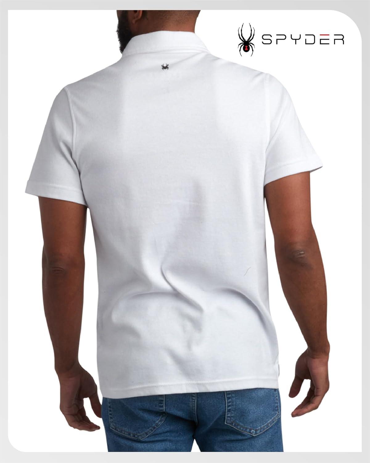 imageSpyder Mens Polo Shirts Soft amp Breathable Cotton Casual Short Sleeve Polo Shirt Collared Golf Shirts for MenWhite Colorblock