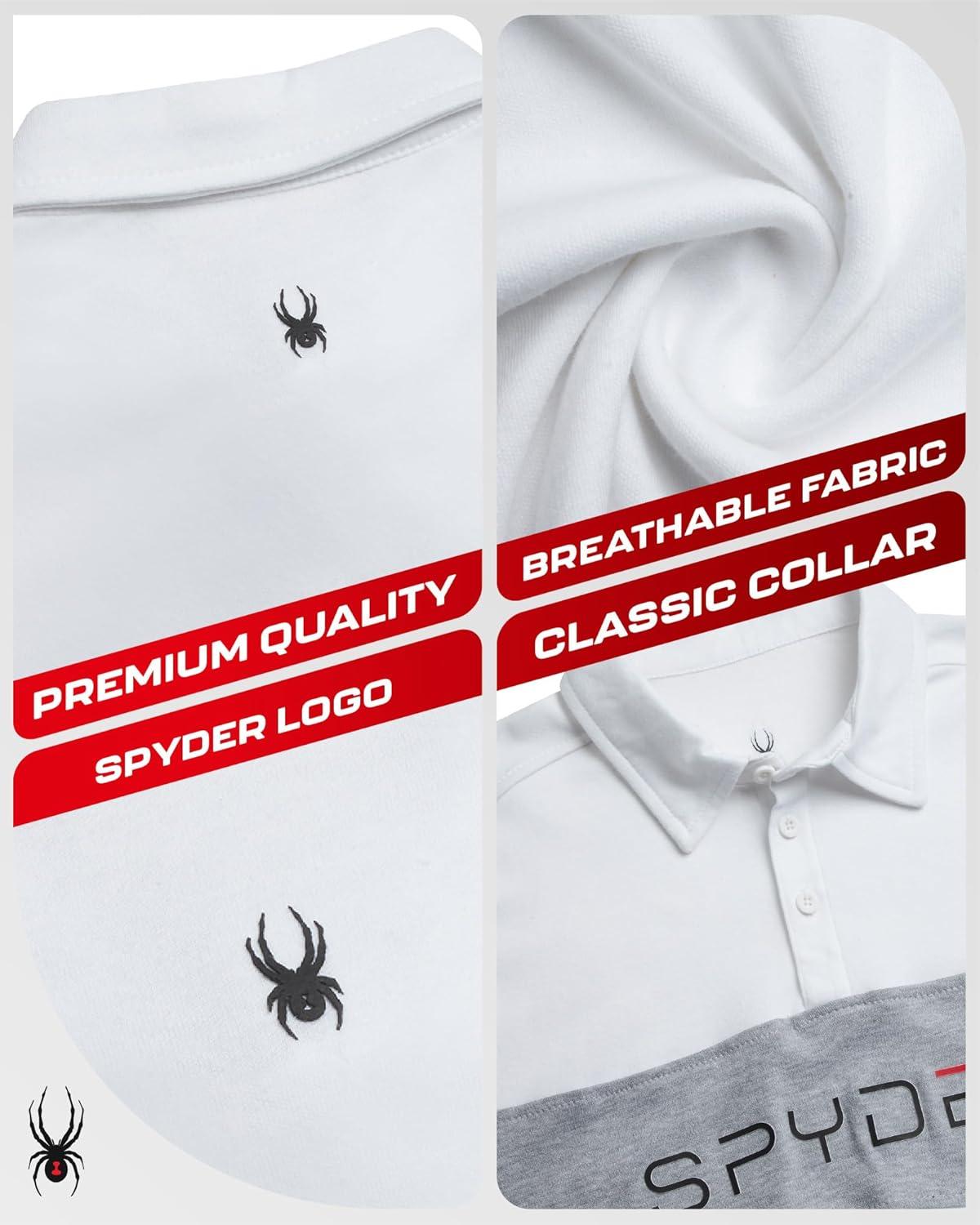 imageSpyder Mens Polo Shirts Soft amp Breathable Cotton Casual Short Sleeve Polo Shirt Collared Golf Shirts for MenWhite Colorblock