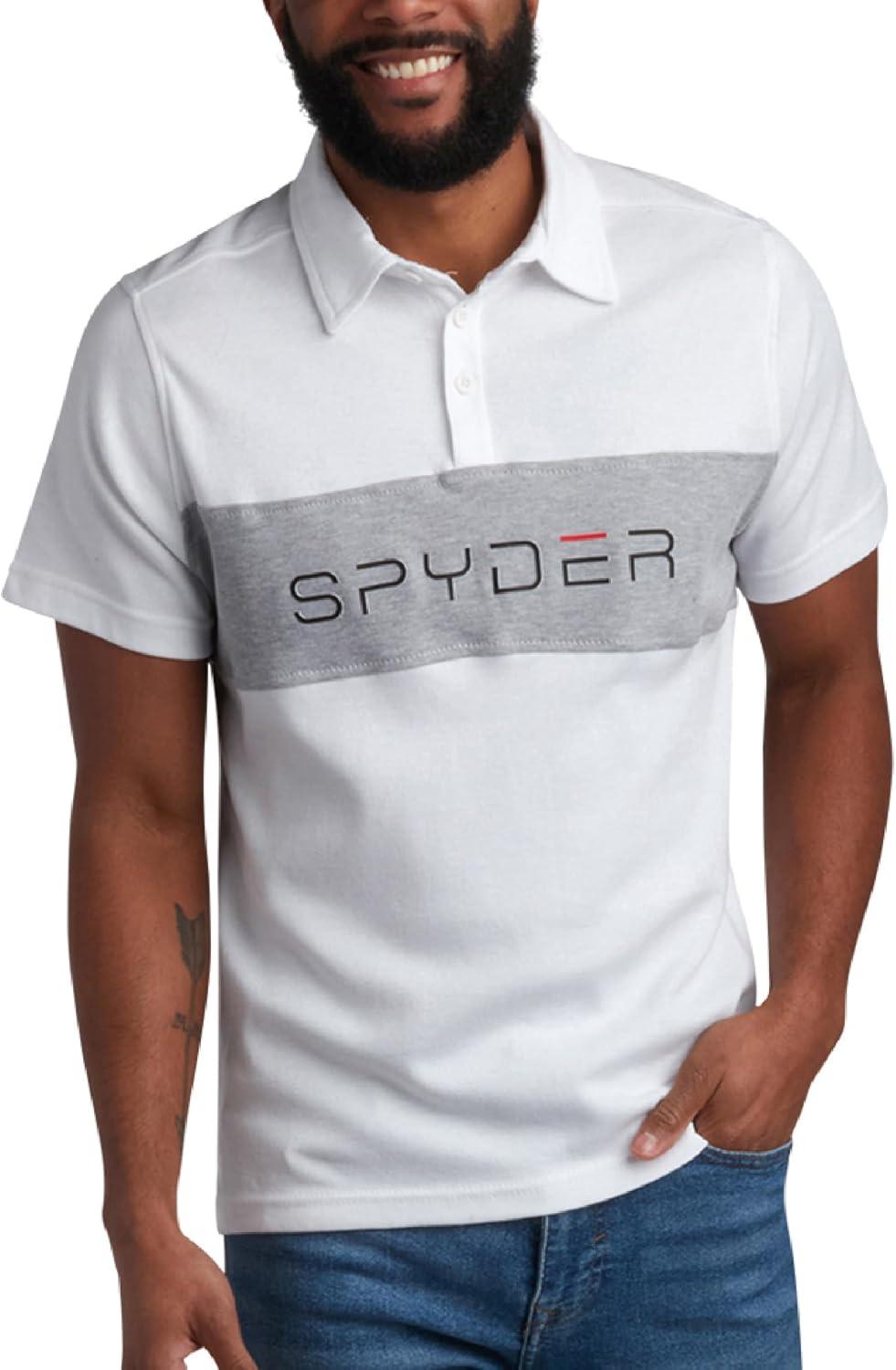 imageSpyder Mens Polo Shirts Soft amp Breathable Cotton Casual Short Sleeve Polo Shirt Collared Golf Shirts for MenWhite Colorblock