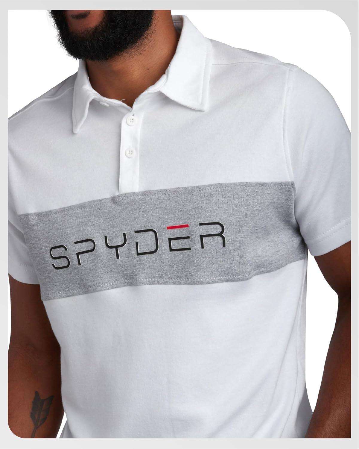 imageSpyder Mens Polo Shirts Soft amp Breathable Cotton Casual Short Sleeve Polo Shirt Collared Golf Shirts for MenWhite Colorblock