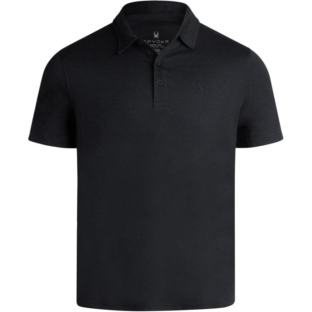 imageSpyder Mens Golf Polo Shirt Moisture Wicking Soft Short Mens Polo Shirts Short Sleeve Athletic Fit Collared Golf ShirtsBlack
