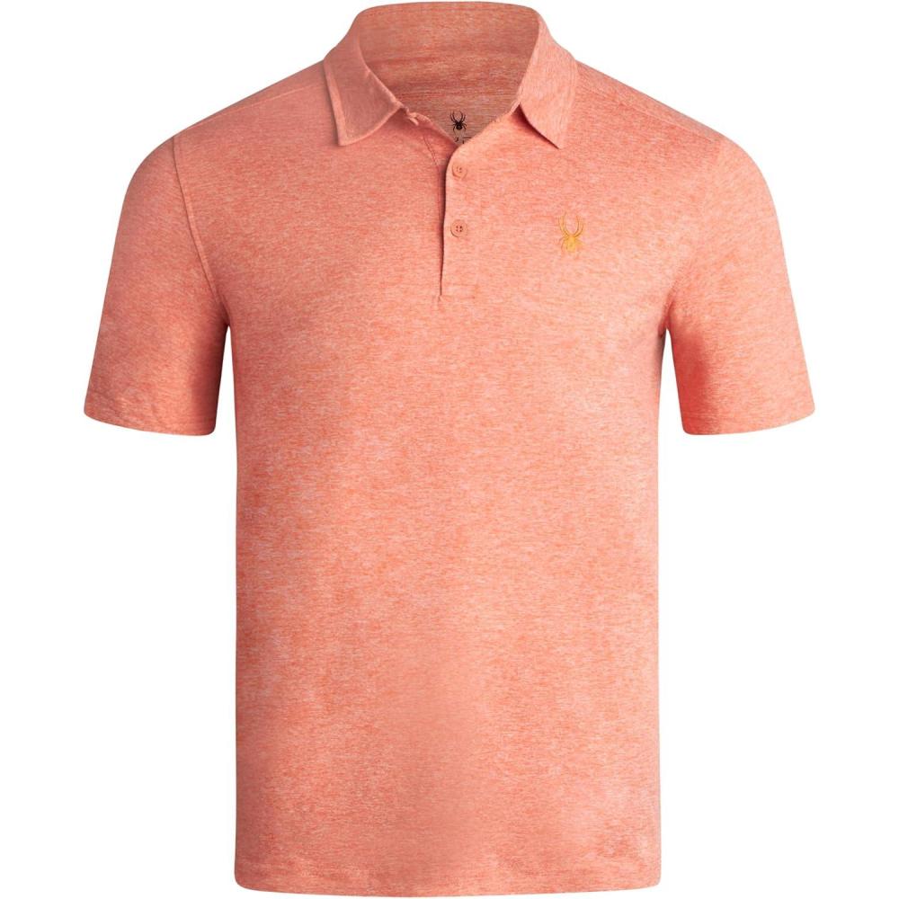 imageSpyder Mens Golf Polo Shirt Moisture Wicking Soft Short Mens Polo Shirts Short Sleeve Athletic Fit Collared Golf ShirtsBurnt Orange