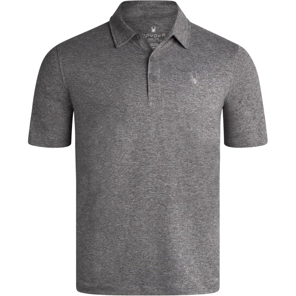 imageSpyder Mens Golf Polo Shirt Moisture Wicking Soft Short Mens Polo Shirts Short Sleeve Athletic Fit Collared Golf ShirtsCharcoal