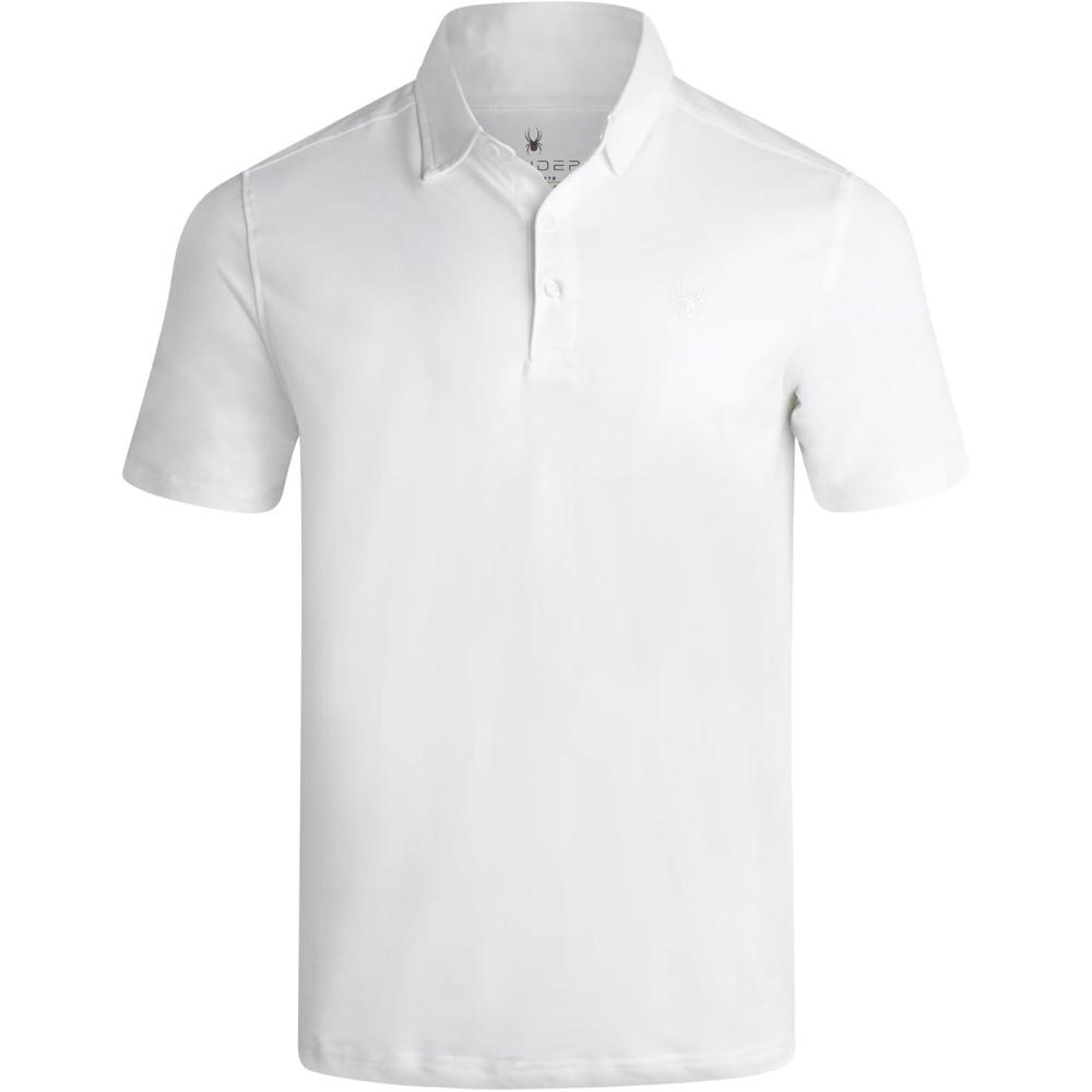 imageSpyder Mens Golf Polo Shirt Moisture Wicking Soft Short Mens Polo Shirts Short Sleeve Athletic Fit Collared Golf ShirtsWhite