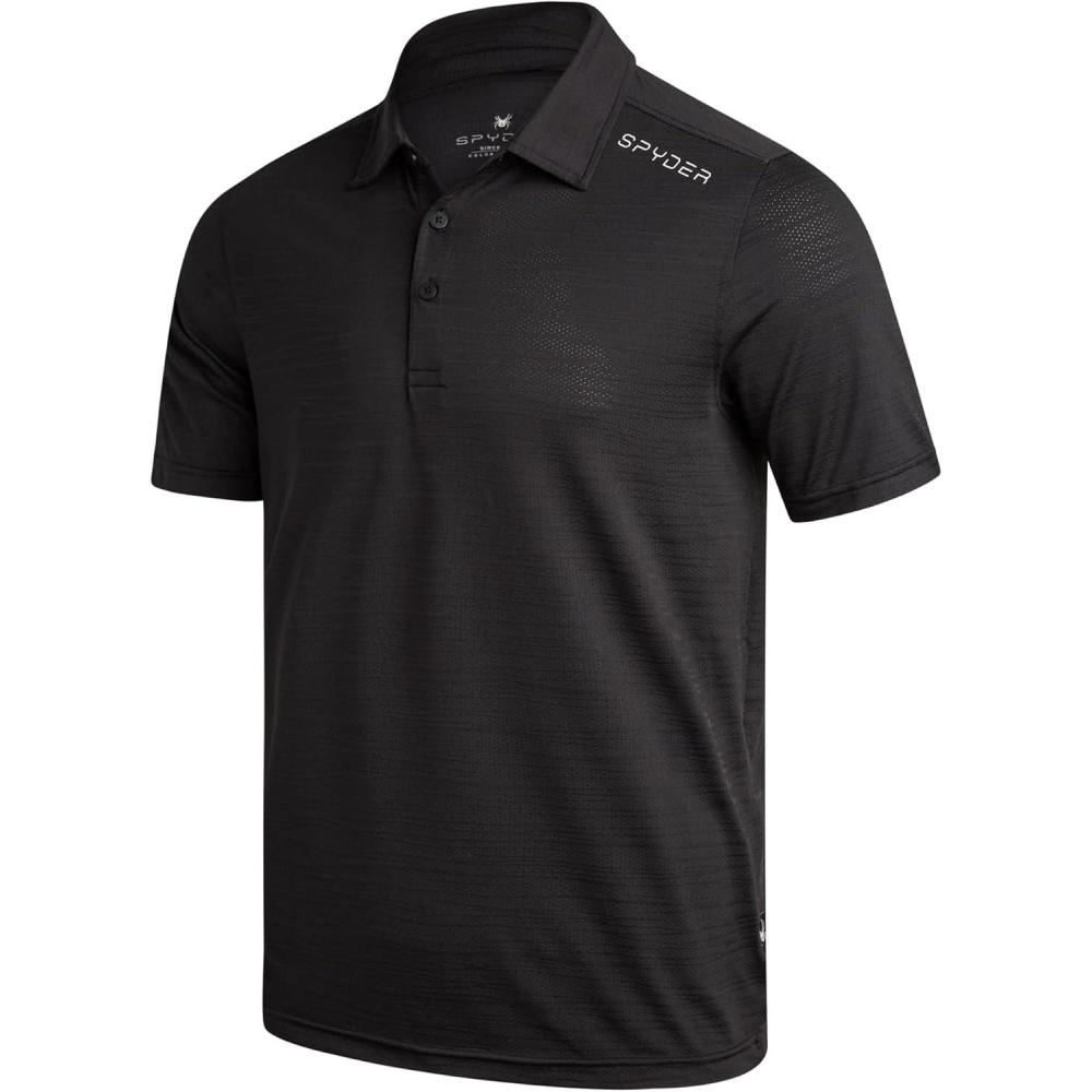 imageSpyder Mens Golf Shirts Lightweight MoistureWicking Athletic Performance Collared Short Sleeve Polo Shirts for MenBlack