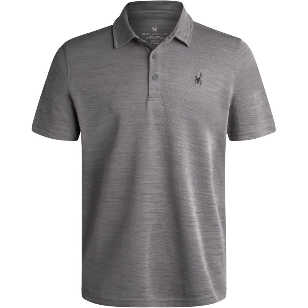 imageSpyder Mens Golf Shirts Lightweight MoistureWicking Athletic Performance Collared Short Sleeve Polo Shirts for MenHeather Grey