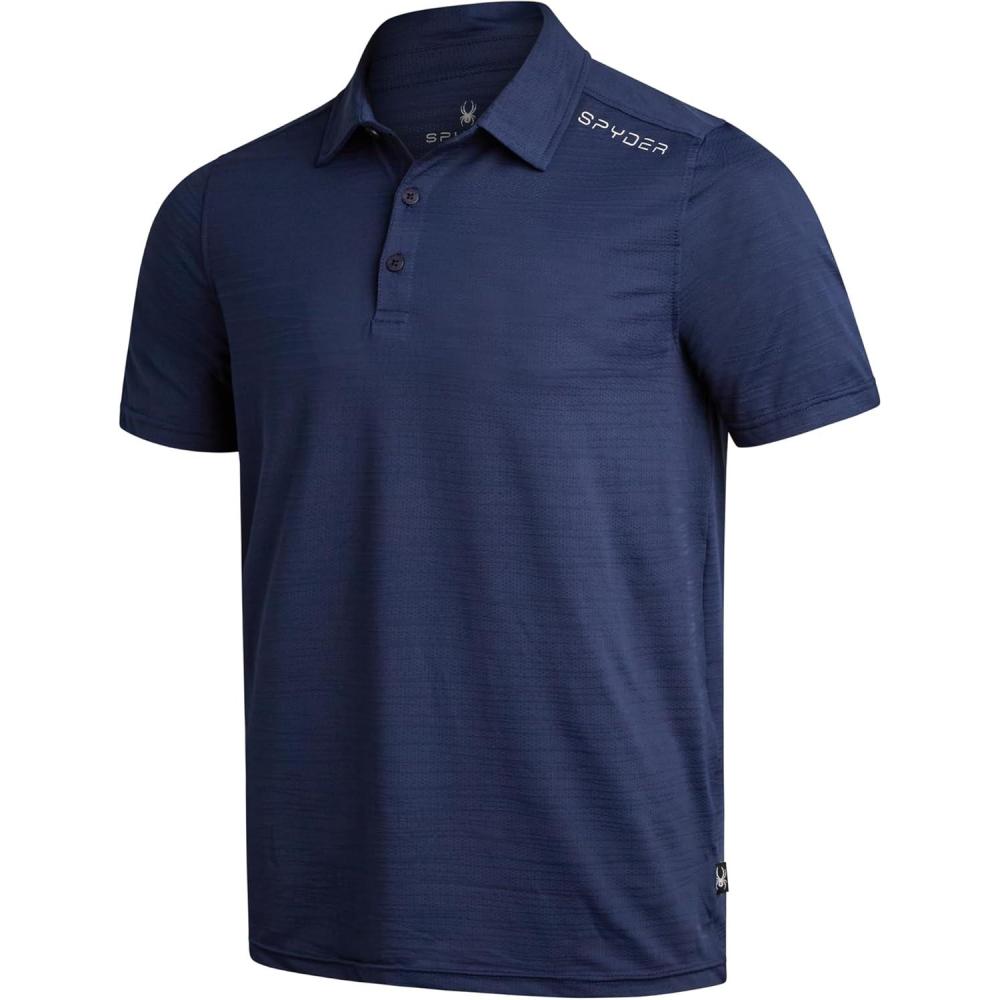 imageSpyder Mens Golf Shirts Lightweight MoistureWicking Athletic Performance Collared Short Sleeve Polo Shirts for MenNavy
