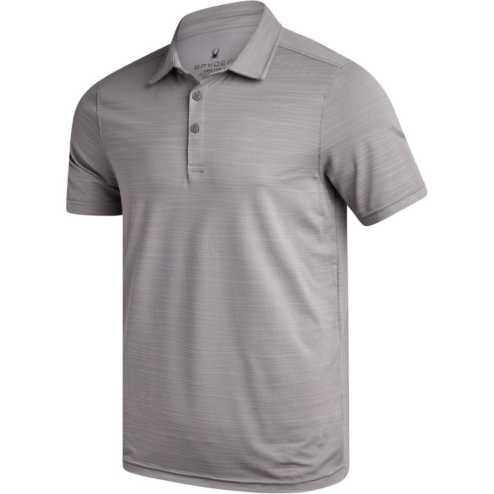 imageSpyder Mens Golf Shirts Lightweight MoistureWicking Athletic Performance Collared Short Sleeve Polo Shirts for MenPewter