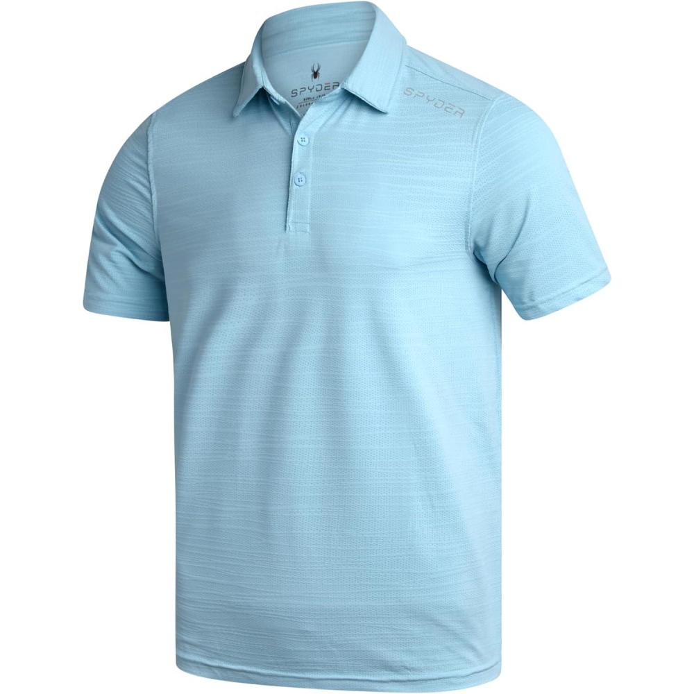 imageSpyder Mens Golf Shirts Lightweight MoistureWicking Athletic Performance Collared Short Sleeve Polo Shirts for MenSky Blue