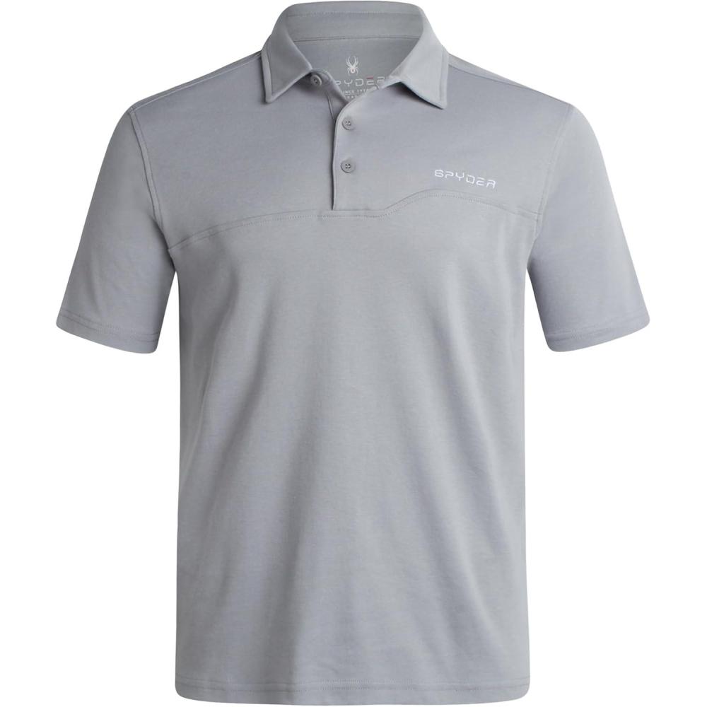imageSpyder Mens Polo Shirts Breathable Casual Cotton Short Sleeve Polo Shirt Lightweight Collared Golf Shirts for MenPewter