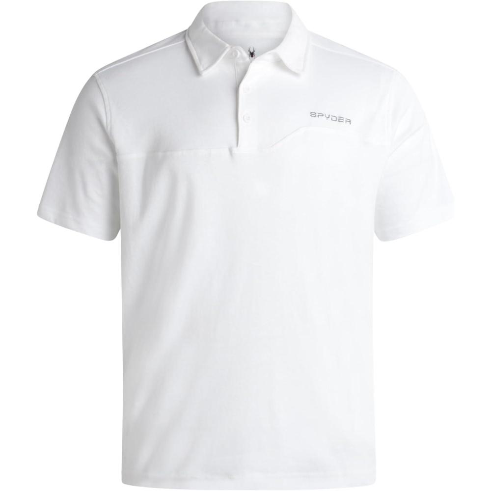 imageSpyder Mens Polo Shirts Breathable Casual Cotton Short Sleeve Polo Shirt Lightweight Collared Golf Shirts for MenWhite