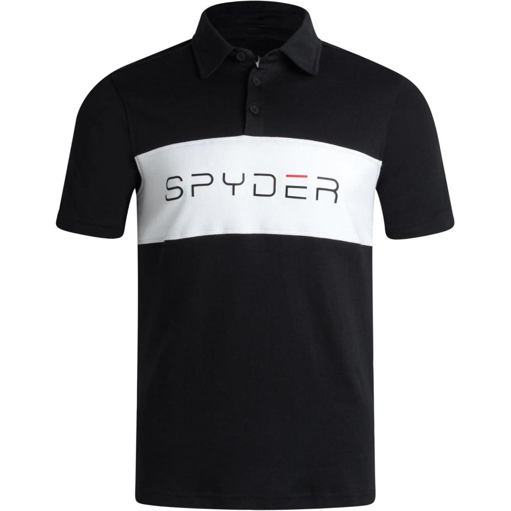 imageSpyder Mens Polo Shirts Soft amp Breathable Cotton Casual Short Sleeve Polo Shirt Collared Golf Shirts for MenBlack Colorblock