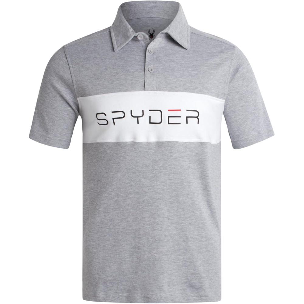 imageSpyder Mens Polo Shirts Soft amp Breathable Cotton Casual Short Sleeve Polo Shirt Collared Golf Shirts for MenHeather Grey Colorblock