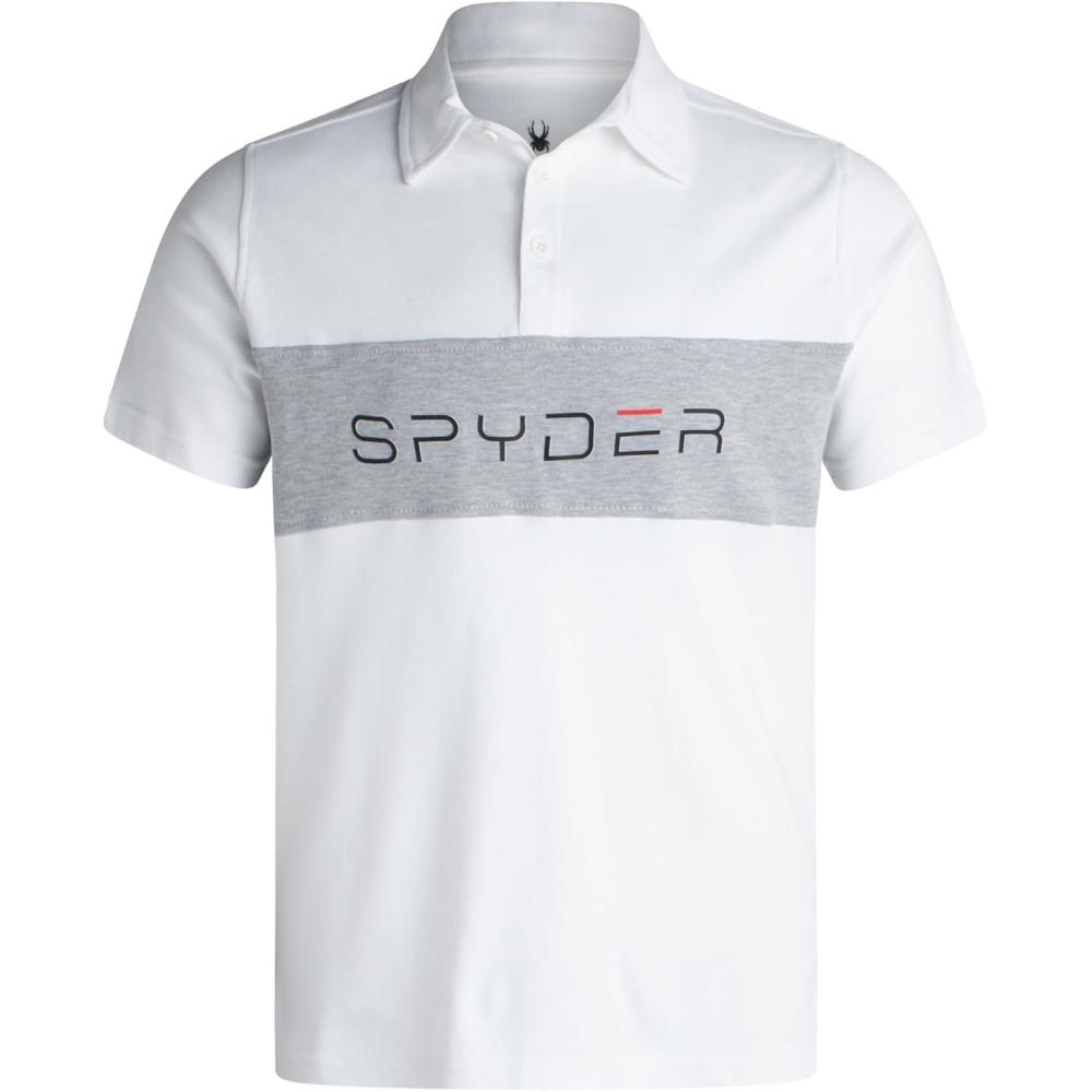 imageSpyder Mens Polo Shirts Soft amp Breathable Cotton Casual Short Sleeve Polo Shirt Collared Golf Shirts for MenWhite Colorblock