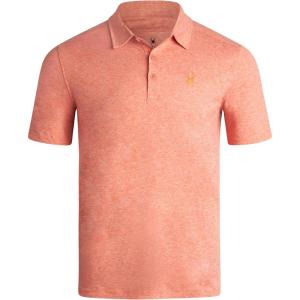 Spyder Mens Golf Polo Shirt – Moisture Wicking Soft Short Mens Polo Shirts Short Sleeve Athletic Fit Collared Golf Shirts(Burnt Orange)