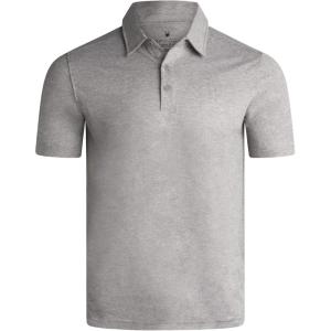 Spyder Mens Golf Polo Shirt – Moisture Wicking Soft Short Mens Polo Shirts Short Sleeve Athletic Fit Collared Golf Shirts(Heather Grey)