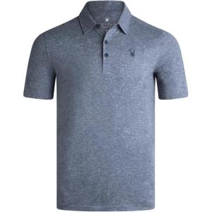 Spyder Mens Golf Polo Shirt – Moisture Wicking Soft Short Mens Polo Shirts Short Sleeve Athletic Fit Collared Golf Shirts(Navy)