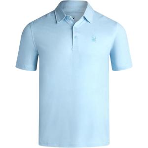 Spyder Mens Golf Polo Shirt – Moisture Wicking Soft Short Mens Polo Shirts Short Sleeve Athletic Fit Collared Golf Shirts(Sky Blue)