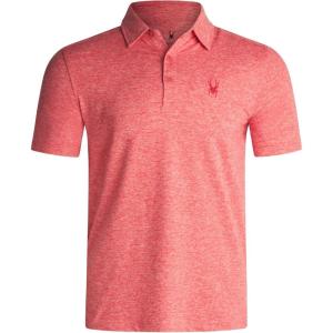 Spyder Mens Golf Polo Shirt – Moisture Wicking Soft Short Mens Polo Shirts Short Sleeve Athletic Fit Collared Golf Shirts(Spyder Red)