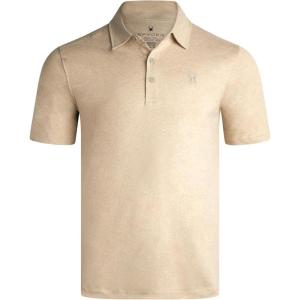 Spyder Mens Golf Polo Shirt – Moisture Wicking Soft Short Mens Polo Shirts Short Sleeve Athletic Fit Collared Golf Shirts(Stone)