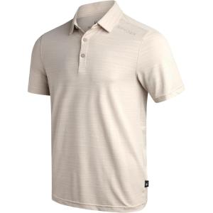 Spyder Mens Golf Shirts – Lightweight Moisture-Wicking Athletic Performance Collared Short Sleeve Polo Shirts for Men(Bone)