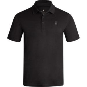 Spyder Mens Golf Shirts – Lightweight Moisture-Wicking Athletic Performance Collared Short Sleeve Polo Shirts for Men(Heather Black)